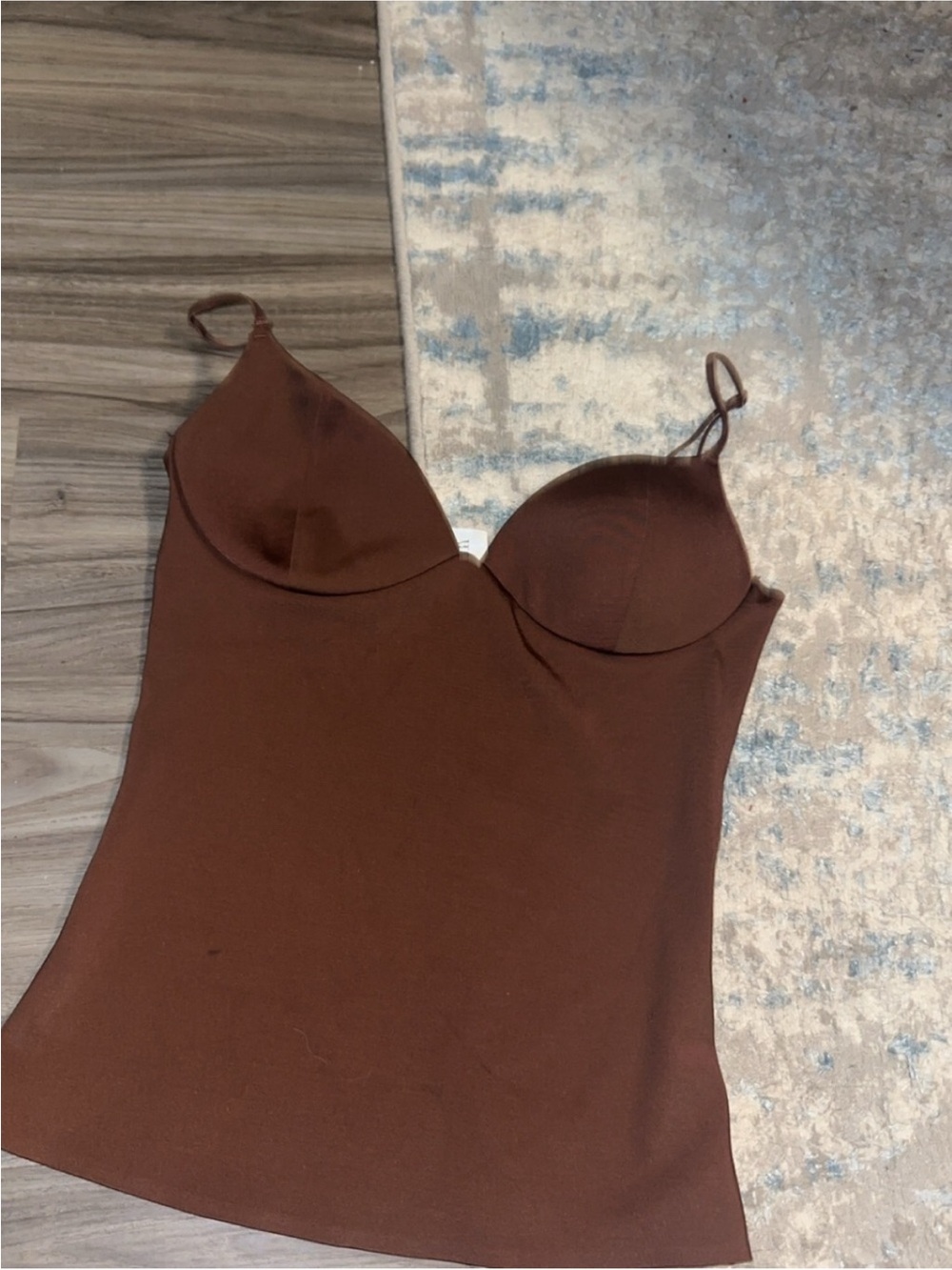 Zara Brown Molded-Cup Spaghetti Strap Camisole